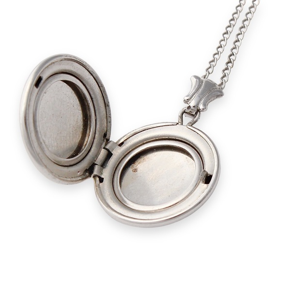 Vintage Sterling Silver Picture Locket by Marvel Round Photo Pendant Necklace - Picture 2 of 8